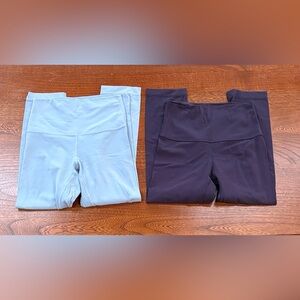 Lululemon Cropped Leggings in Light Blue and Dark Purple 4